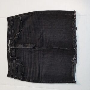 Black Jean Skirt with Fringing at Bottom by Universal Thread sz 14
